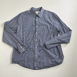 Lacoste Slim Tailored Fit Long Sleeve Button‎ Up Shirt Blue Striped Mens Size 45